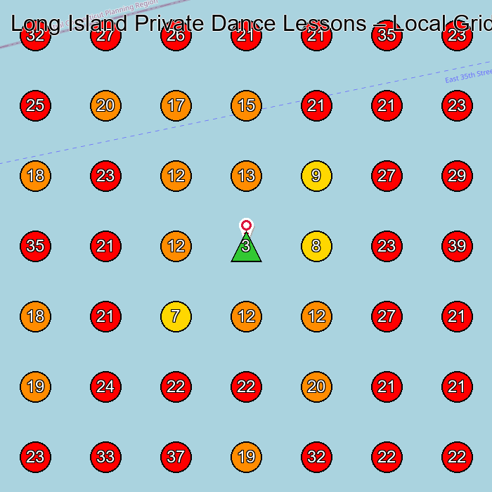 Long Island Private Dance Lessons GeoGrid visibility map for Masonry Contractor in None